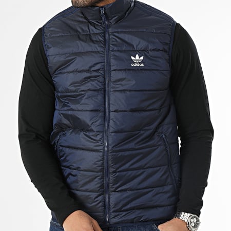 Adidas Originals - Cappotto senza maniche a bande HL9216 blu navy