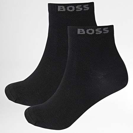 BOSS - Lote de 2 pares de calcetines lisos 1208 Negro