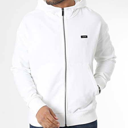 Calvin Klein - Cotone Comfort 1112 Felpa bianca con cappuccio e zip