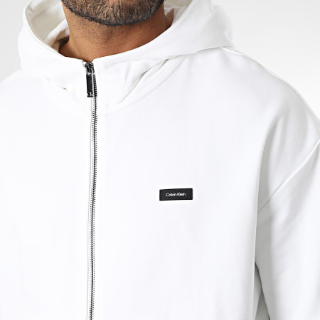 Calvin Klein - Cotone Comfort 1112 Felpa bianca con cappuccio e zip