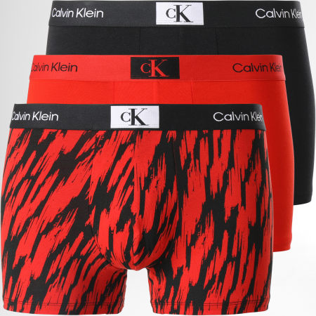 Calvin Klein - Set di 3 boxer NB3528A Nero Rosso