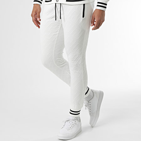 MTX - Conjunto de chaqueta de peluche y pantalón de chándal blanco