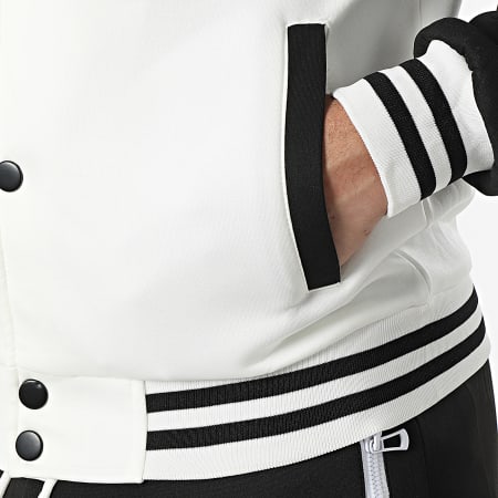 MTX - Set di giacca e pantaloni da jogging con cappuccio Teddy, bianco e nero