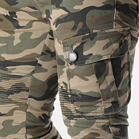 MTX - Pantaloni cargo slim fit verde cachi mimetici