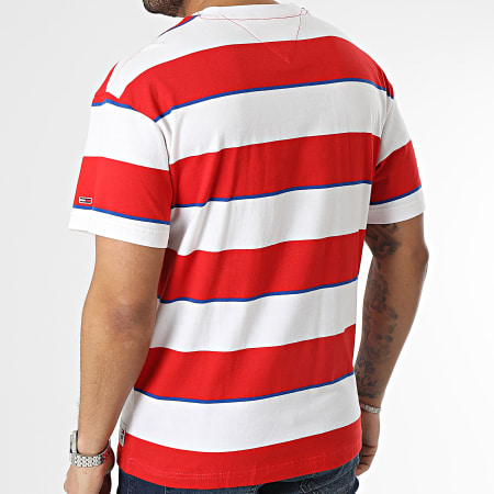 Tommy Jeans - Tee Shirt Relaxed Bold Stripe 6312 Blanc Rouge