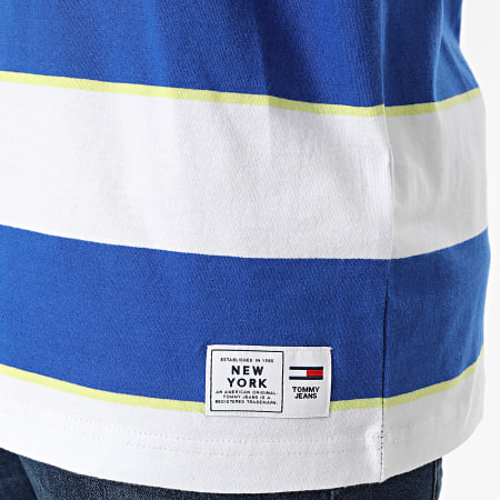 Tommy Jeans - Tee Shirt Relaxed Bold Stripe 6312 Blanc Bleu Roi