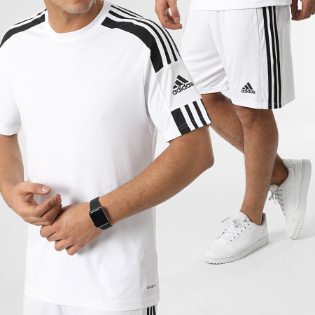 Adidas Performance - Conjunto de camiseta a rayas y pantalón corto GN5723 GN5773 Blanco