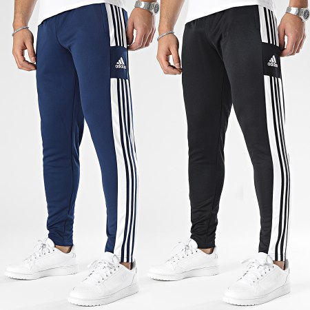 Adidas Sportswear - Set di 2 pantaloni da jogging a fascia nero navy GK9545 HC6273