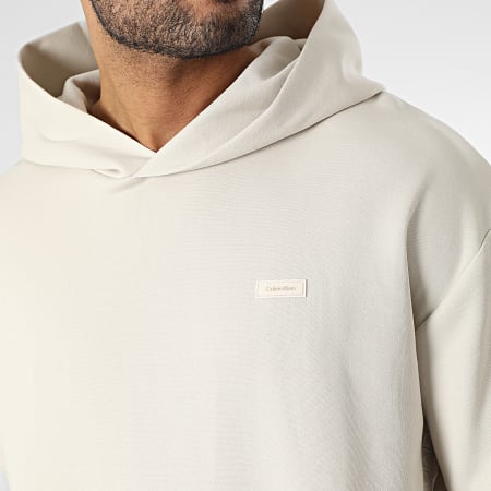 Calvin Klein - Sweat Capuche Logo Tape Comfort 1100 Beige