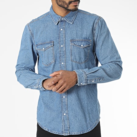 Only And Sons - Chemise Jean Manches Longues Bane Bleu Denim
