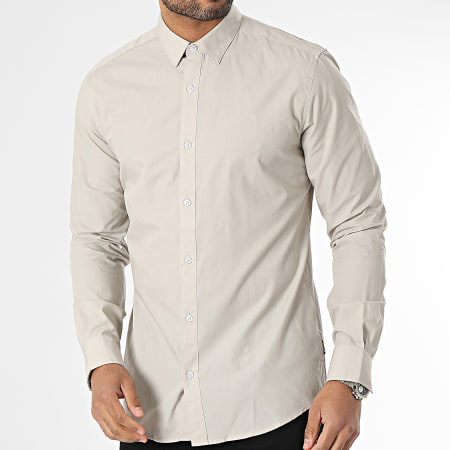 Only And Sons - Chemise Manches Longues Sane Beige