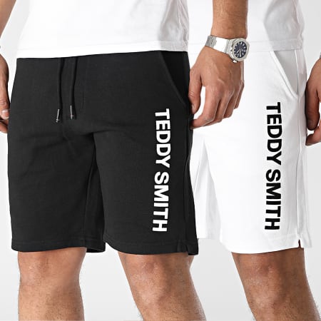 Teddy Smith - Set di 2 pantaloncini da jogging 10414705D bianco nero