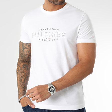 Tommy Hilfiger - Tee Shirt Hilfiger Curve Logo 0034 Blanc