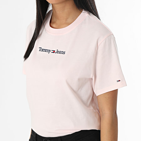 Tommy Jeans - Classic Serif Linear Crop Tee 5049 Rosa, Mujer