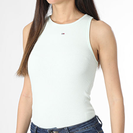 Tommy Jeans - Camiseta de tirantes para mujer Essential Rib 4875 Verde claro
