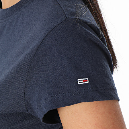 Tommy Jeans - Tee Shirt Femme Essential Logo 5441 Bleu Marine