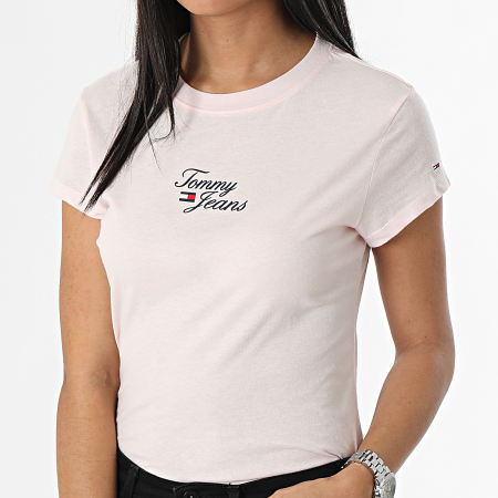 Tommy Jeans - Tee Shirt Femme Essential Logo 5441 Rose