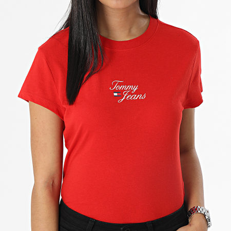 Tommy Jeans - Tee Shirt Femme Essential Logo 5441 Rouge