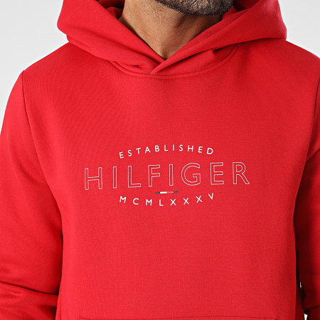 Tommy Hilfiger - Hilfiger Curve Logo Sudadera con capucha 0013 Rojo
