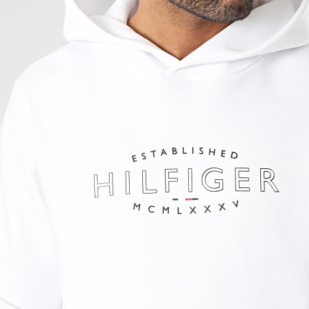 Tommy Hilfiger - Felpa con cappuccio Hilfiger Curve Logo 0013 Bianco