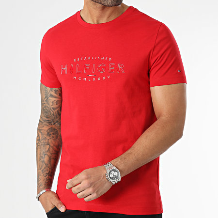 Tommy Hilfiger - Tee Shirt Hilfiger Curve Logo 0034 Rouge