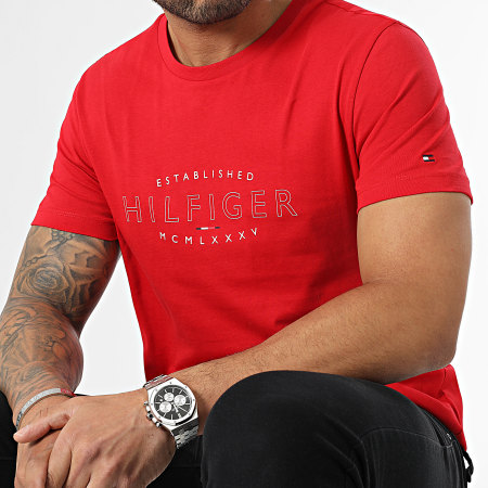 Tommy Hilfiger - Camiseta Hilfiger Curve Logo 0034 Rojo