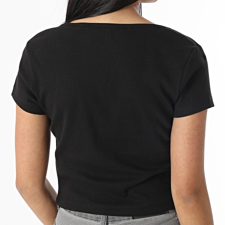 Tommy Jeans - Tee Shirt Col V Femme Essential Rib 4877 Noir