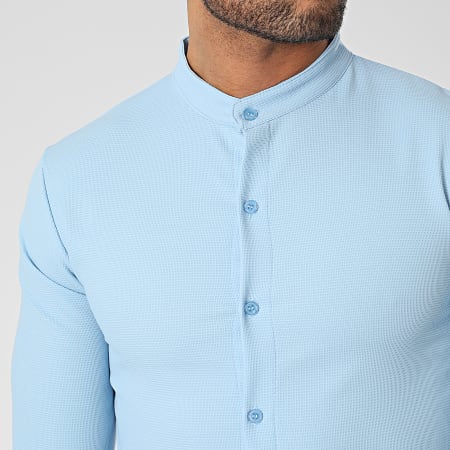 Uniplay - Camisa azul cielo de manga larga y cuello mao