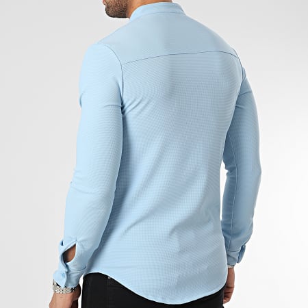 Uniplay - Camicia blu cielo a maniche lunghe con colletto Mao