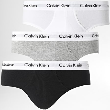 Calvin Klein - Set di 3 slip U2661G Nero, Bianco, Grigio, Heather