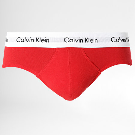 Calvin Klein - Lot De 3 Slips U2661G Blanc Bleu Marine Rouge