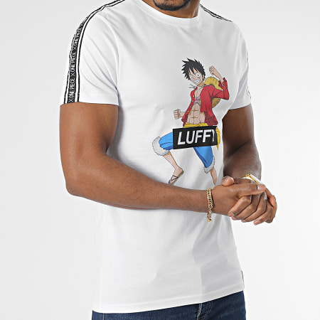 One Piece - Tee Shirt A Bandes Luffy Blanc
