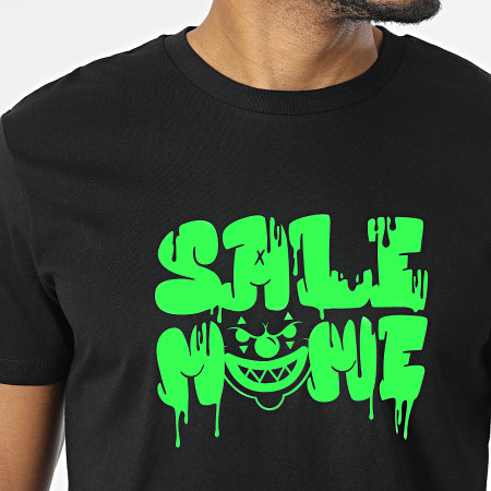 Sale Môme Paris - Tee Shirt Sale Clown Noir Vert Fluo