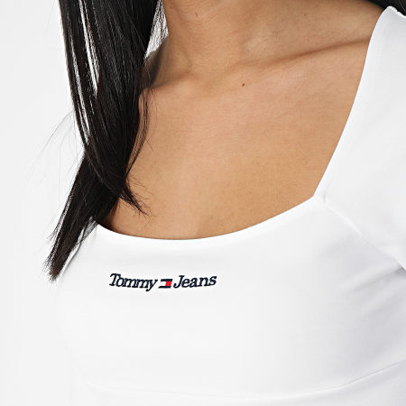Tommy Jeans - Vestido de mujer de manga larga Serif Linear 5347 Blanco