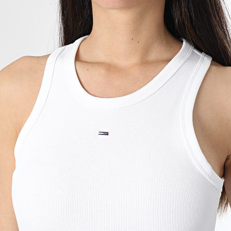 Tommy Jeans - Camiseta de tirantes oversize para mujer Essential Rib 5344 Blanco