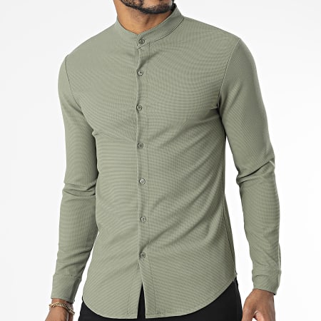 Uniplay - Camicia a maniche lunghe con colletto Mao Verde Khaki