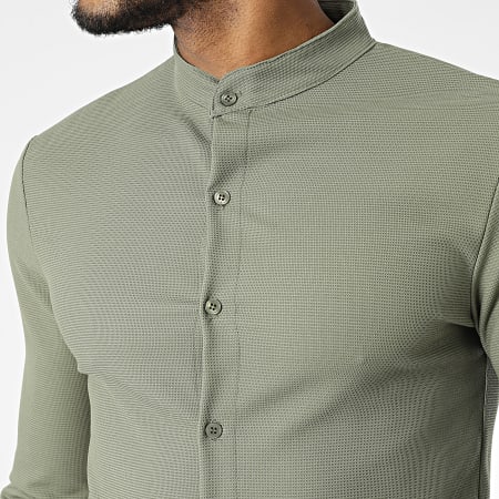 Uniplay - Camisa Manga Larga Cuello Mao Caqui Verde