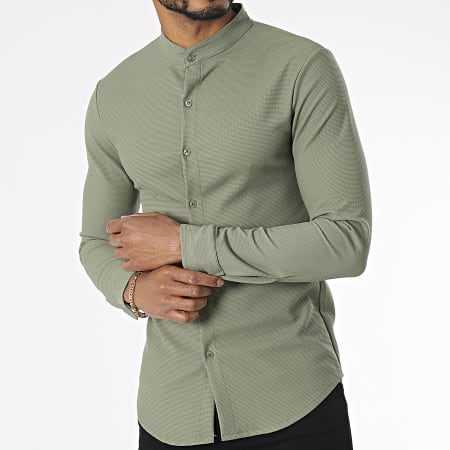 Uniplay - Camicia a maniche lunghe con colletto Mao Verde Khaki