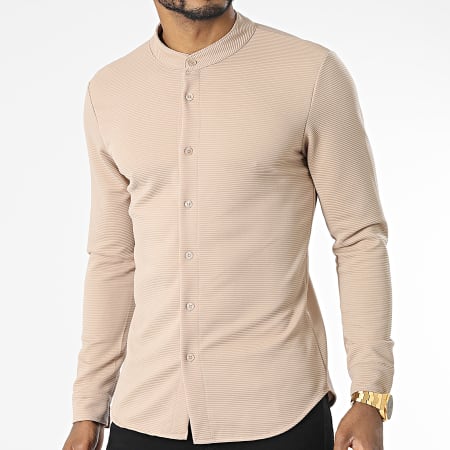 Uniplay - Chemise Manches Longues Col Mao Beige