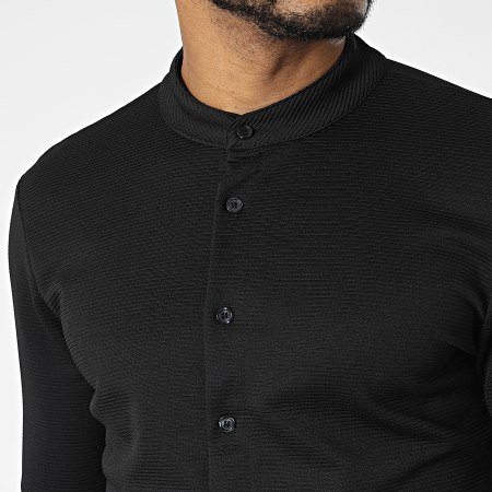 Uniplay - Camicia a maniche lunghe con colletto nero Mao