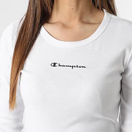 Champion - Tee Shirt Manches Longues Crop Femme 114892 Blanc