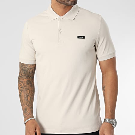 Calvin Klein - Polo Mouw Kort Stretch Piqué Slim 1196 Beige