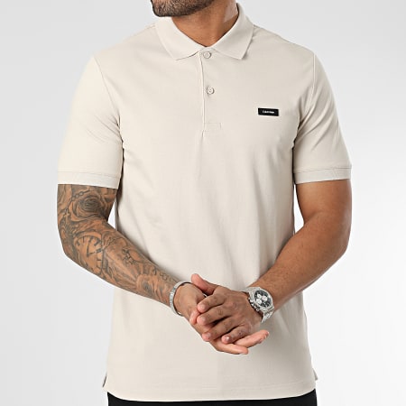 Calvin Klein - Polo Mouw Kort Stretch Piqué Slim 1196 Beige