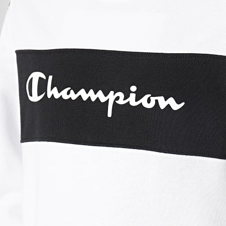 Champion - Sudadera de rayas con cuello redondo para niño 306328 Blanco