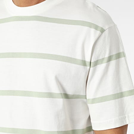 Only And Sons - Tee Shirt A Rayures Harry Relax Skate Stripe Blanc Vert