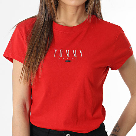 Tommy Jeans - Camiseta de mujer Essential Logo 2 5749 Rojo