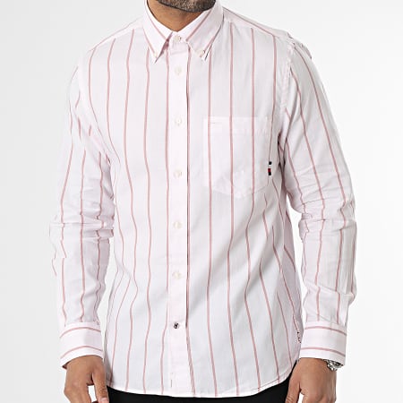 Tommy Hilfiger - Chemise Manches Longues A Rayures Oxford Stripe 0080 Rose Clair
