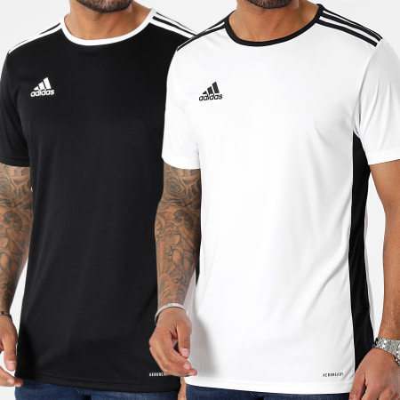Adidas Sportswear - Lot De 2 Tee Shirts A Bandes Entrada 18 CF1035 CD8438 Noir Blanc