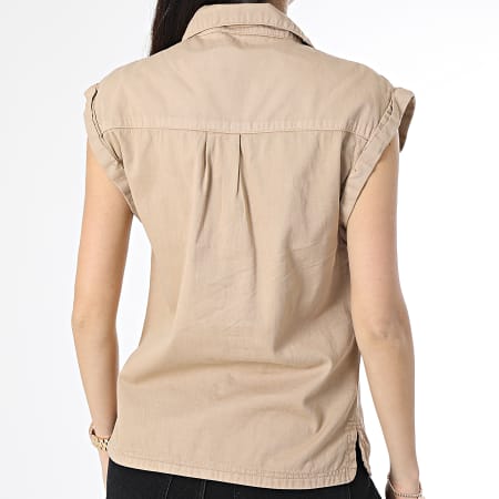 Girls Outfit - Chaqueta vaquera sin mangas para mujer, beige