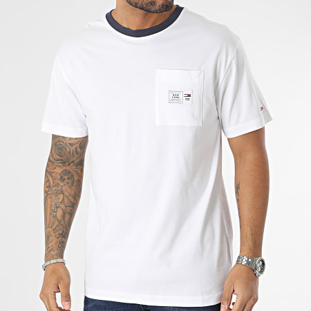 Tommy Jeans - Tee Shirt Poche Classic Label Ringe 6317 Blanc